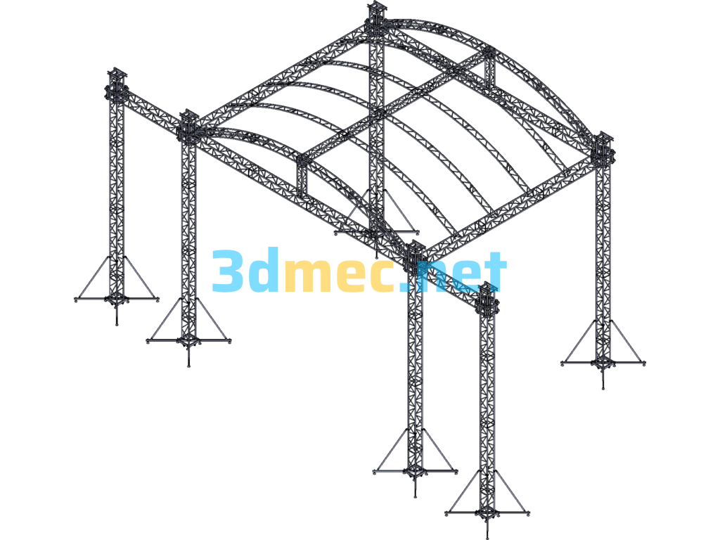 11*9*10+3 Round Arc Top Lighting Stage Joist Exported 3D Model Free Download
