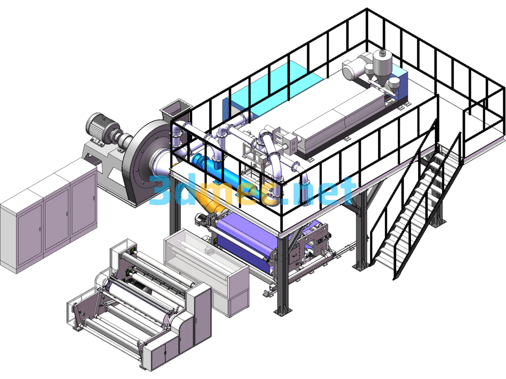 1600 Meltblown Fabric Production Line Complete Set Of Drawings, One Meter Six Large Meltblown Machine SolidWorks 3D Model Free Download