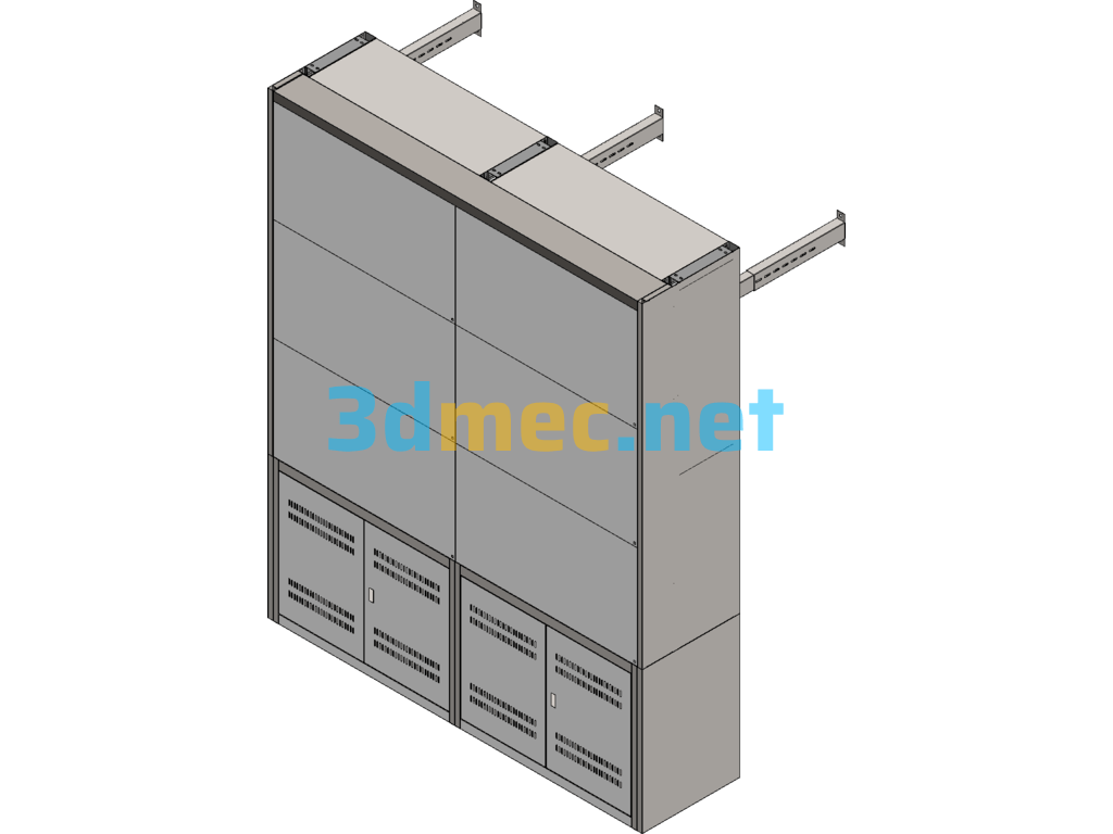 2*3 Splicing Display Monitor Wall SolidWorks 3D Model Free Download