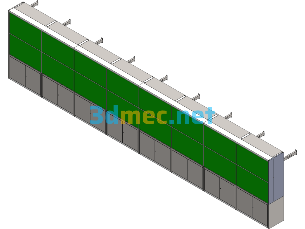 2.35 M Lifting Frame 2*8 TV Wall SolidWorks 3D Model Free Download