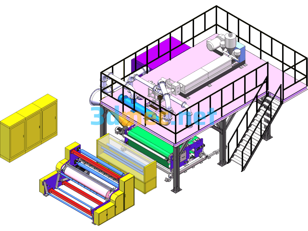2400 Meltblown Fabric Production Equipment (Meltblown Machine) 3D+Drawing+CAD+PDF SolidWorks 3D Model Free Download