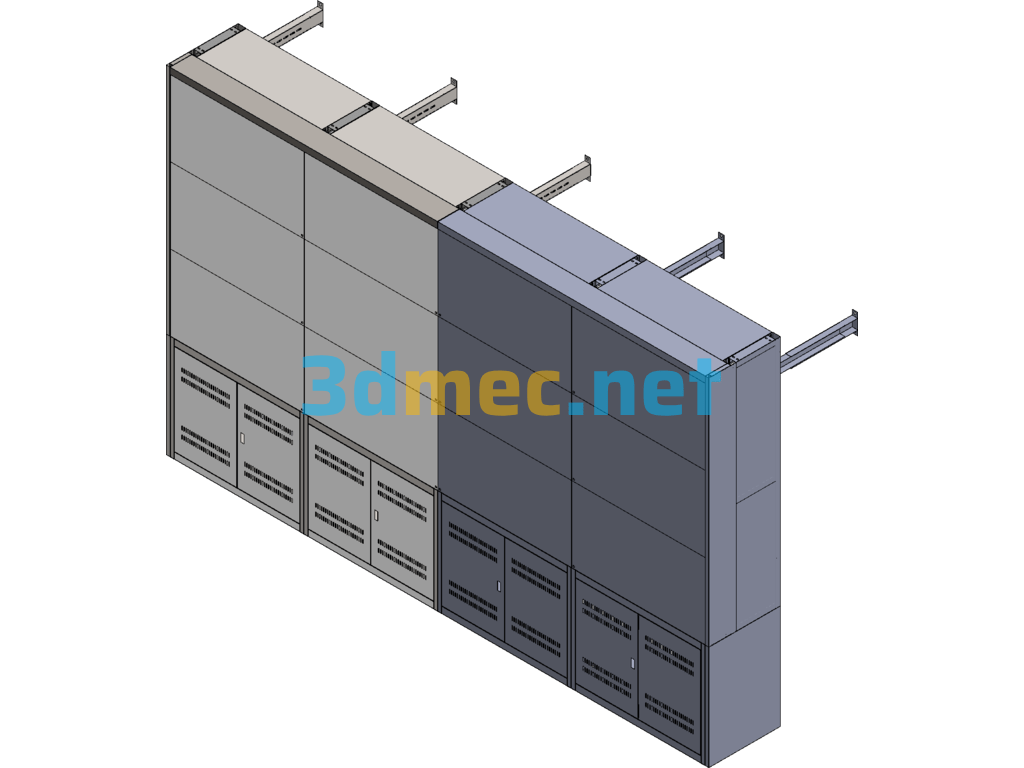 4*3 Cabinet Type Display Splicing Electric Control Rack SolidWorks 3D Model Free Download