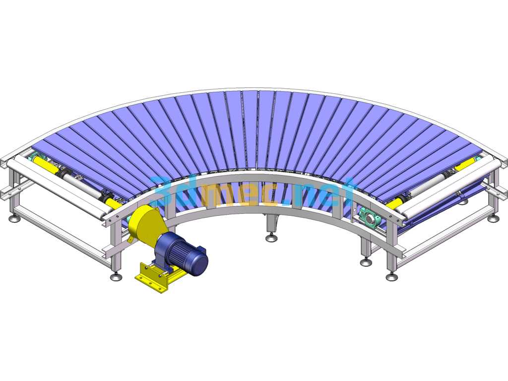 90° P=38.1 Turning Plate Chain Conveyor SolidWorks 3D Model Free Download