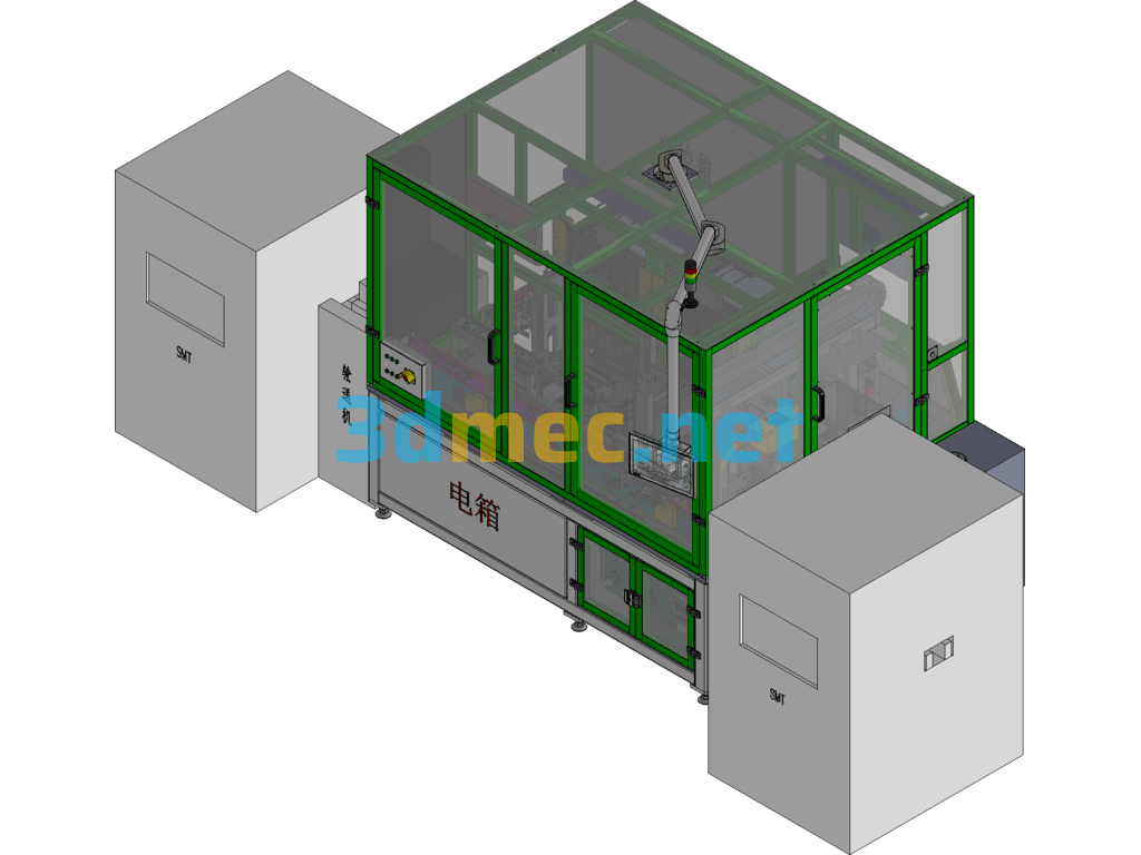ECU Automatic Loading And Unloading, Laser Marking And Synthesis Equipment SolidWorks 3D Model Free Download
