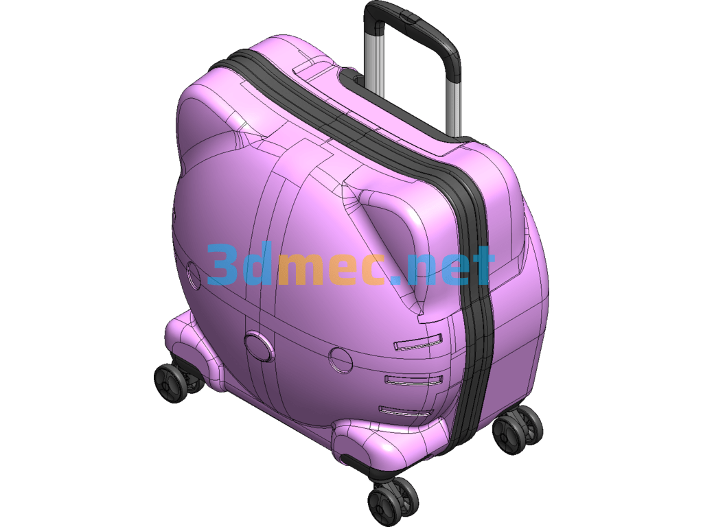 Kitty Cat Kids Trolley Case Exported 3D Model Free Download