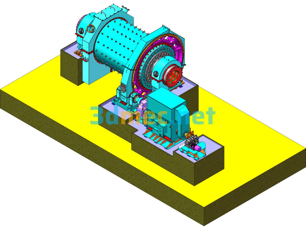 MBG2442 Rod Mill, Wet Ball Mill SolidWorks 3D Model Free Download