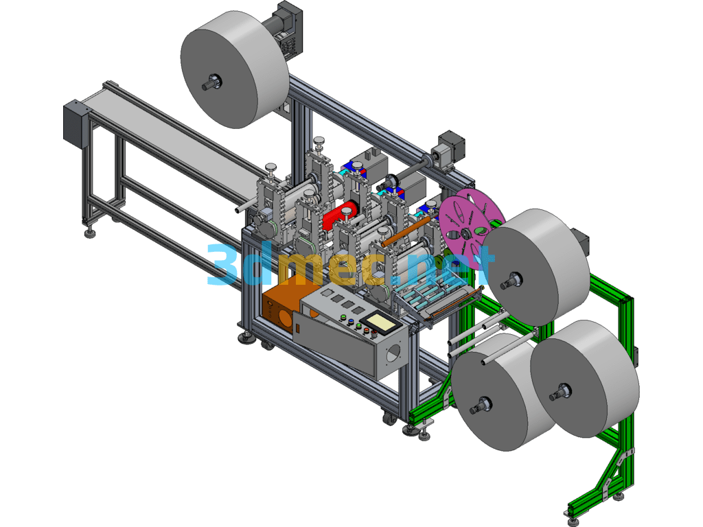 N95 Full Servo-Driven Mask Sheet Punching And Discharging Machine SolidWorks 3D Model Free Download