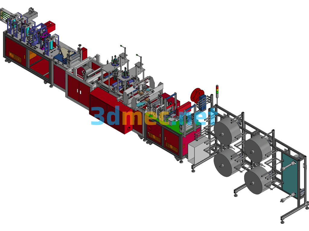 N95 Mask Machine-Automatic Labeling Continuous Folding Machine Assembly Line Exported 3D Model Free Download