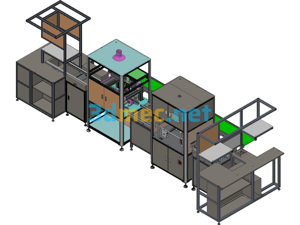 PCBA Insertion, Soldering, Testing, Packaging Production Line Exported 3D Model Free Download