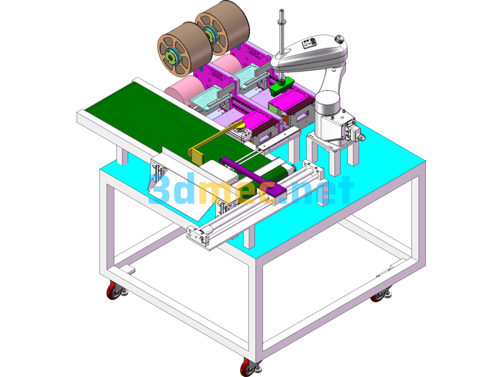 SCARA Robot Labeling Machine SolidWorks 3D Model Free Download