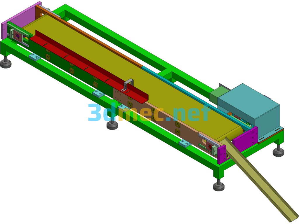 A Tensionable And Speed-Adjustable Belt Type Small Flat Assembly Line 3D Model Free Download