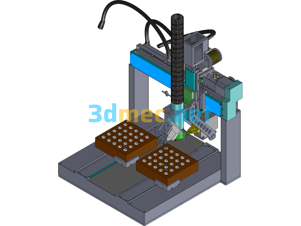 Three Axis LED Lamp Lead Angle Soldering Machine SolidWorks 3D Model Free Download