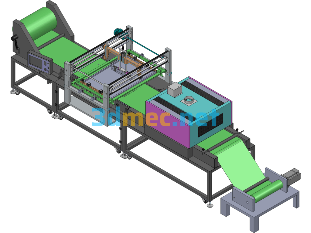 Screen Printing Machine-Single Knife Screw Front And Rear Moving Type Creo(ProE) 3D Model Free Download