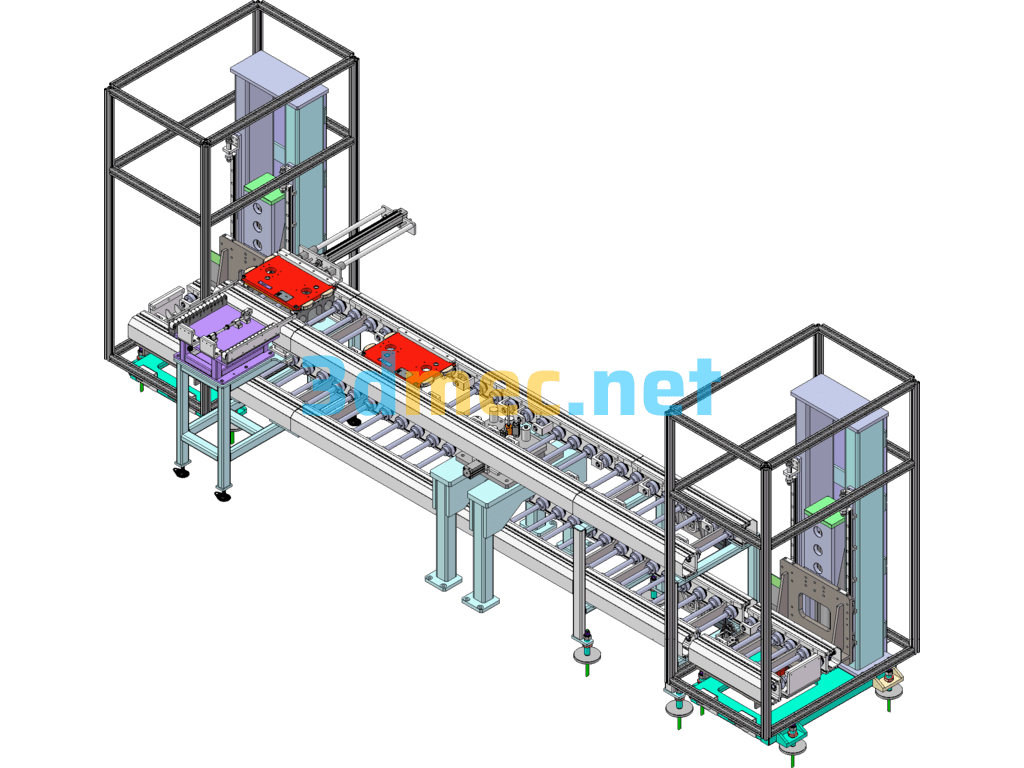 Double-Deck Conveyor Line With Lifting At Both Ends SolidWorks 3D Model Free Download