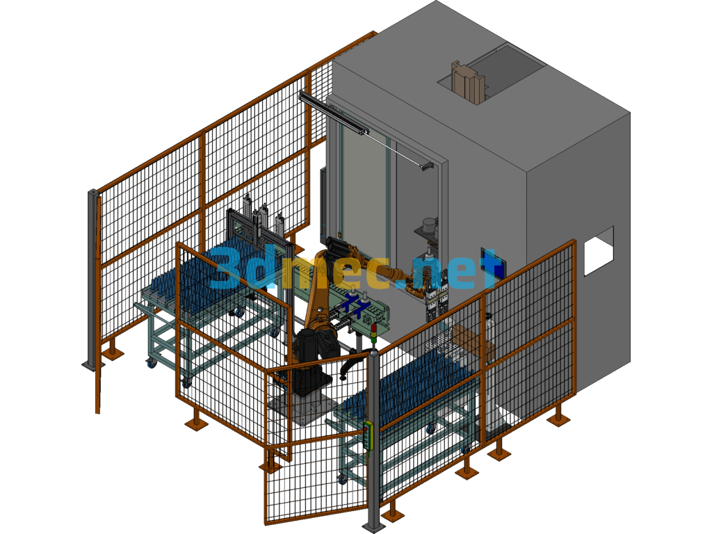 Medium Frequency Quenching Robot Automatic Loading And Unloading Marking Workstation SolidWorks 3D Model Free Download