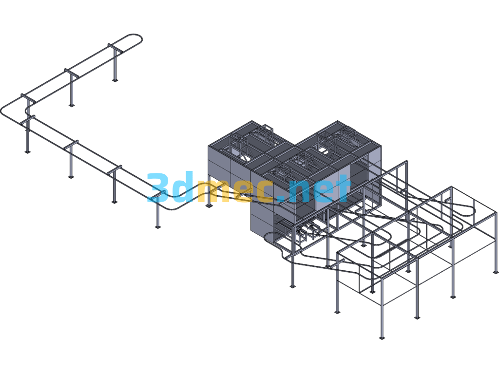 Foshan Spray Glue Drying Line Exported 3D Model Free Download