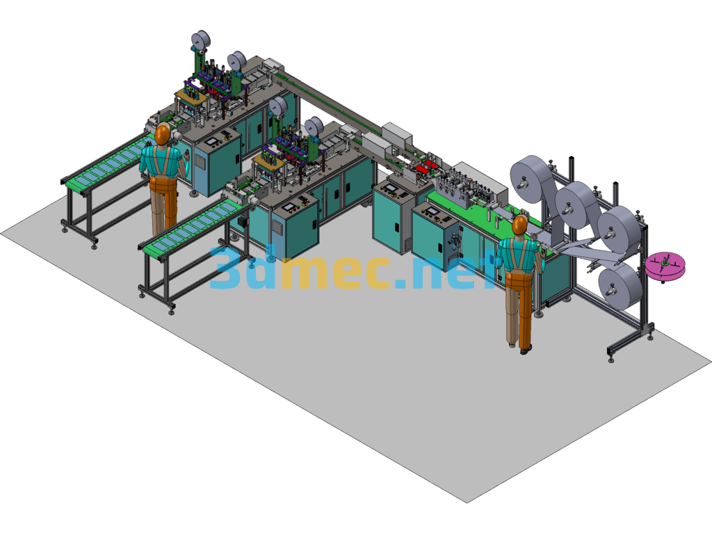 Fully Automatic One-Two Flat Mask Machine (3D Supplementary Version) Exported 3D Model Free Download