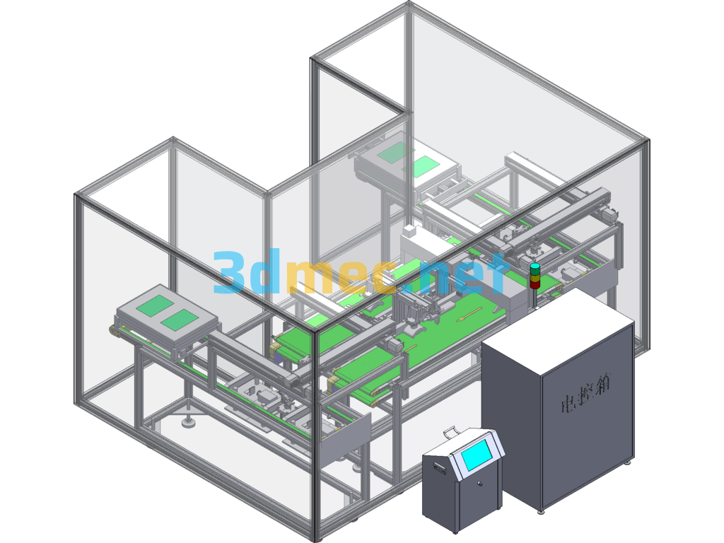 Fully Automatic Upper And Lower Material Tray Coding And Scanning Machine SolidWorks 3D Model Free Download