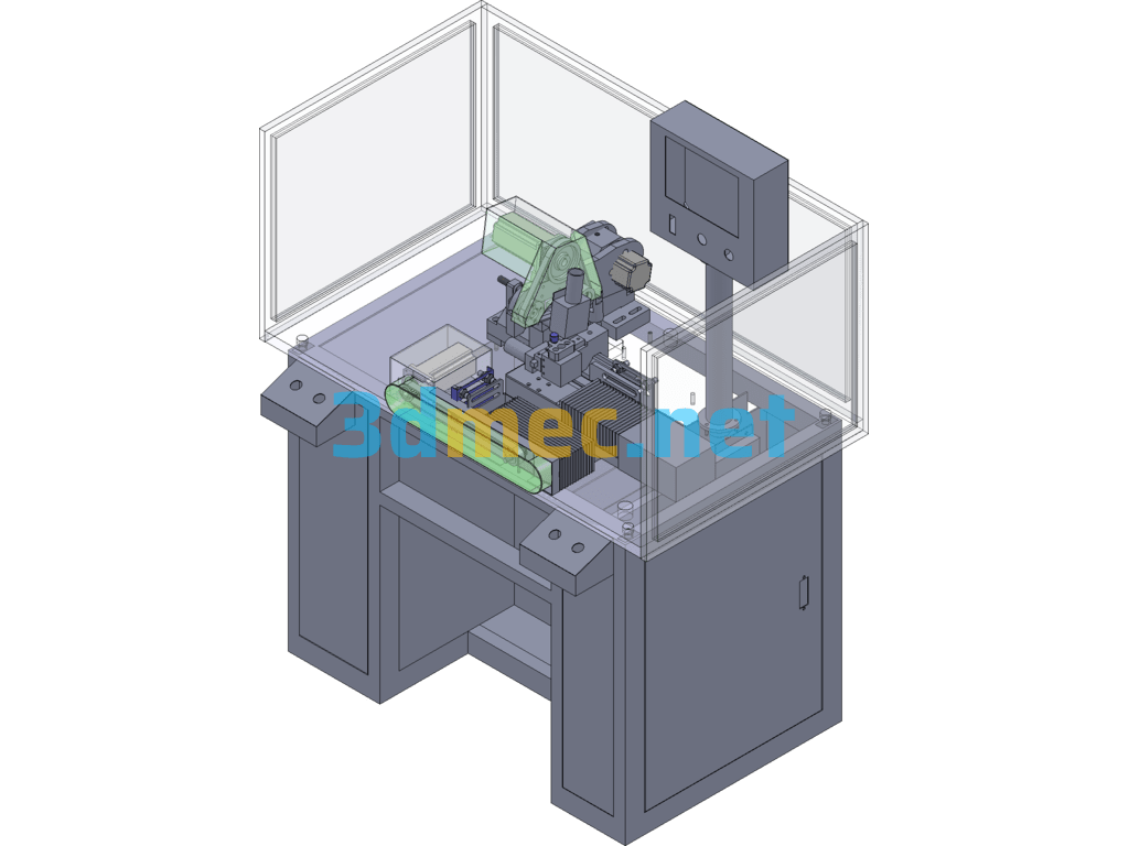 Single Tool Three Servo Precision Turning Machine 3D+Engineering Drawing SolidWorks 3D Model Free Download