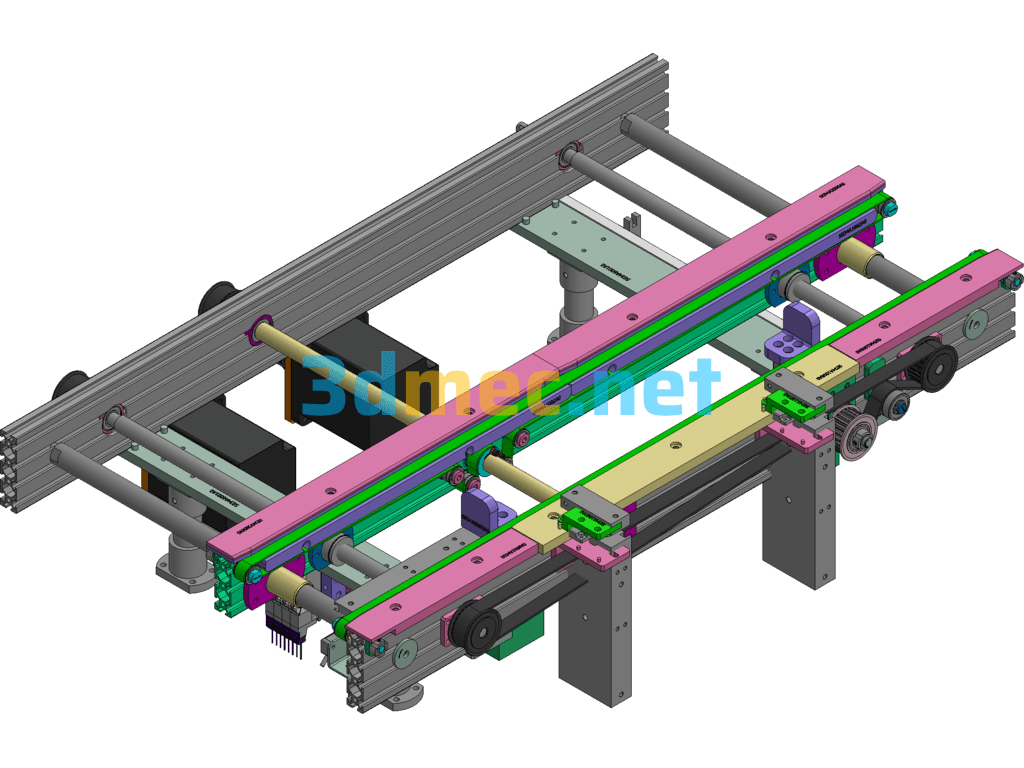 Single-Stage Belt Conveyor Adjustable Width Exported 3D Model Free Download