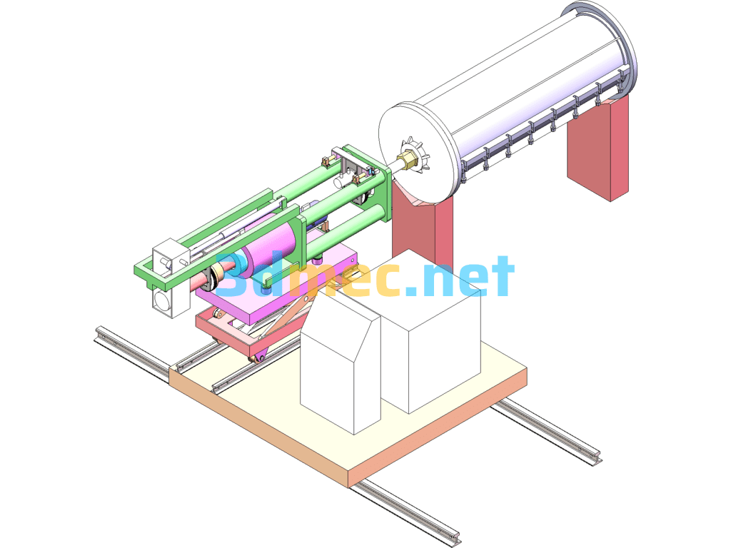 Horizontal Prestressed Pile Automatic Tensioning Machine SolidWorks 3D Model Free Download