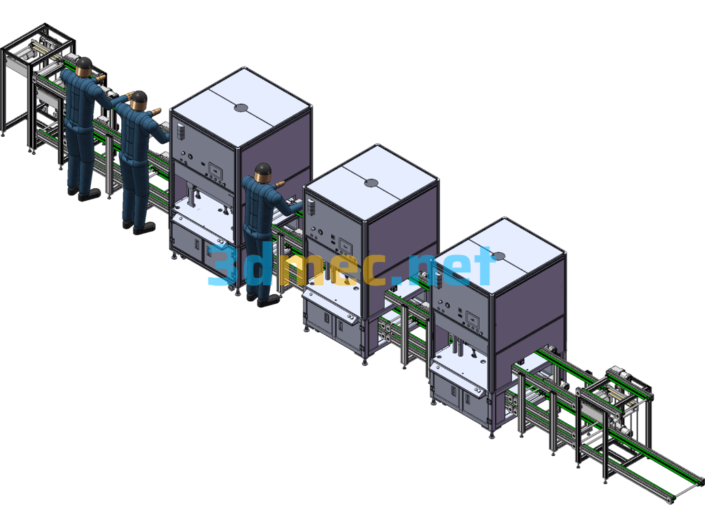 Press-Fit Semi-Automatic Assembly Line SolidWorks 3D Model Free Download