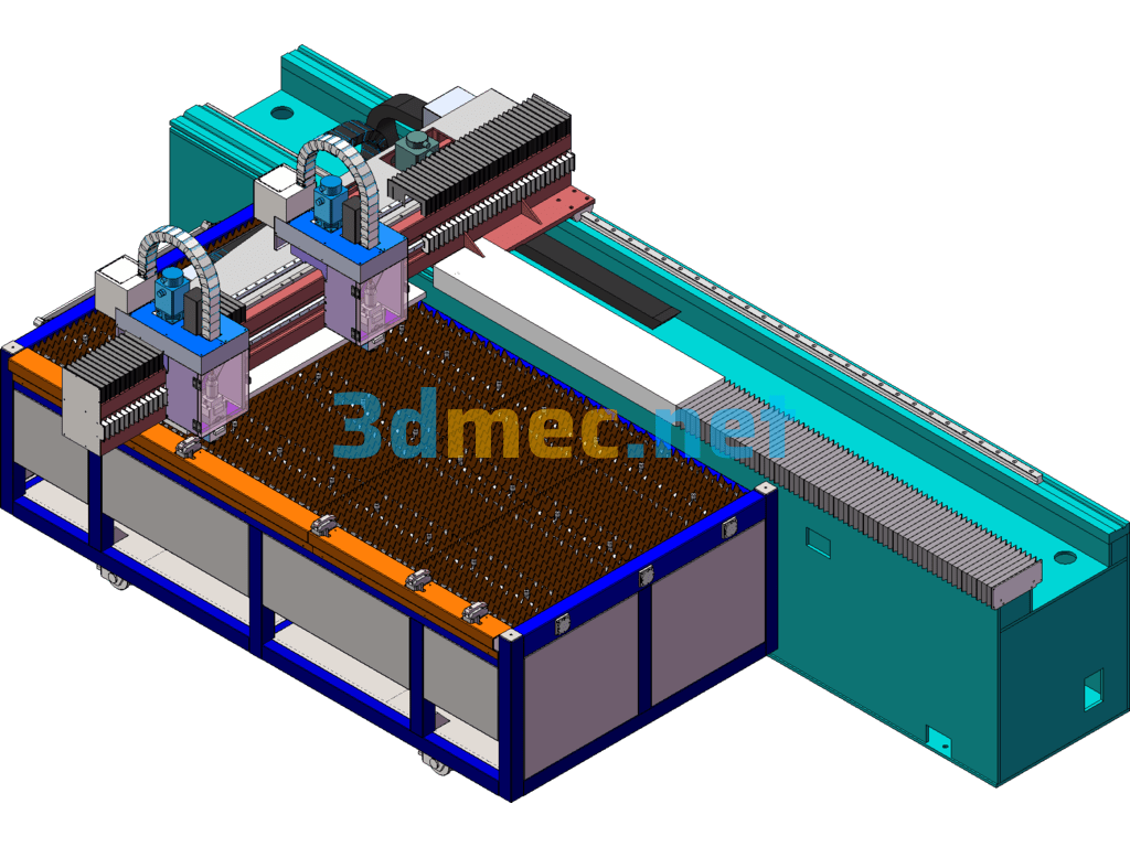Dual Cutting Head Cantilever Laser Machine SolidWorks 3D Model Free Download