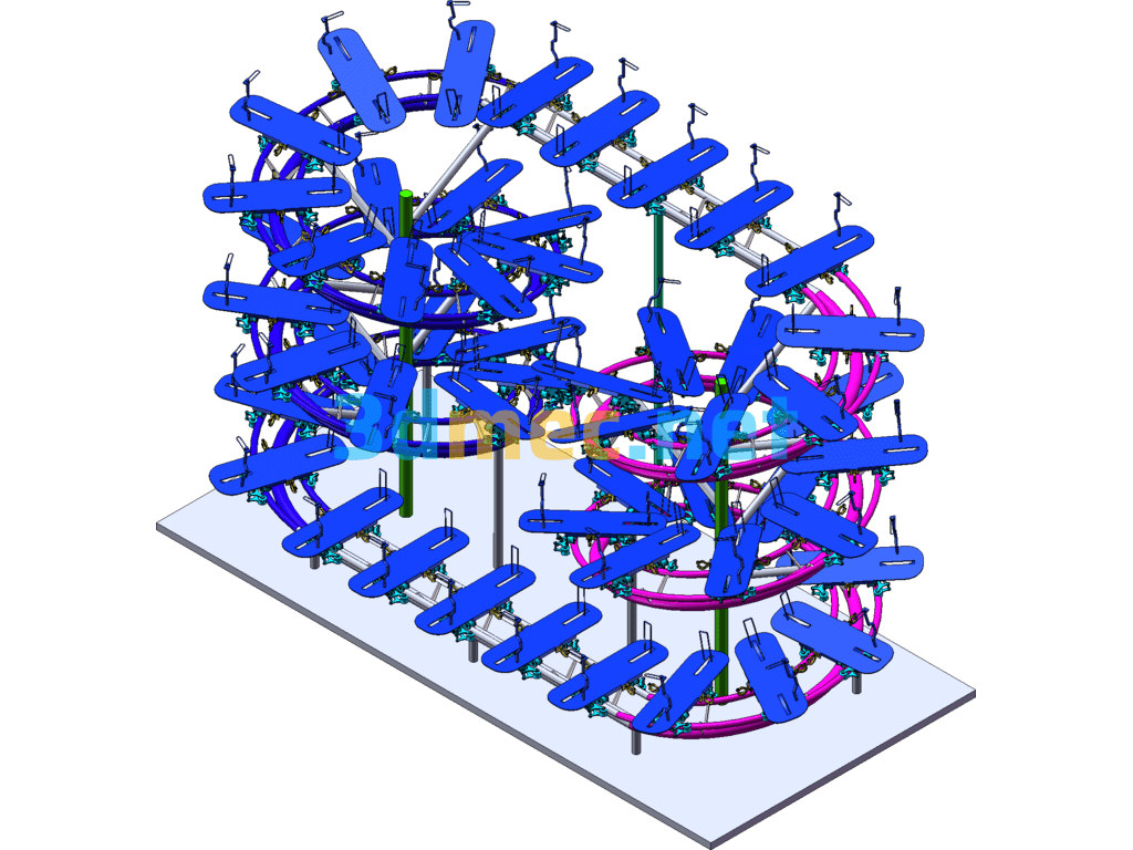 Twin Spiral Track Parking Garage SolidWorks 3D Model Free Download