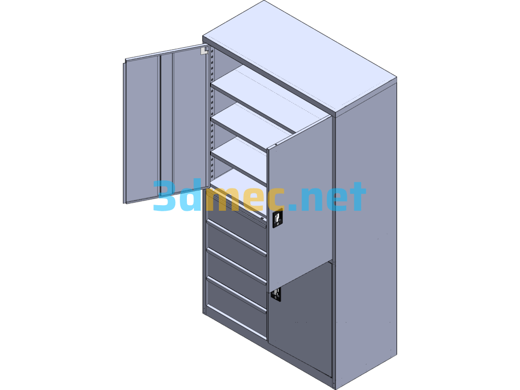 Double Door Storage Cabinet SolidWorks 3D Model Free Download