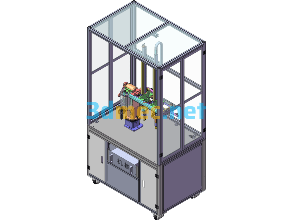 Four-Axis Double-Station Automatic Loading And Unloading Machine SolidWorks 3D Model Free Download