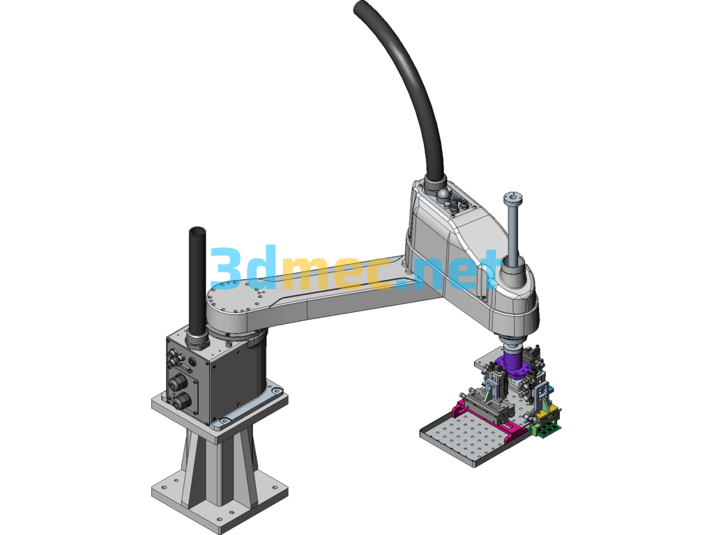 Four-Axis Manipulator With Three Handling Mechanisms At The Same Time SolidWorks 3D Model Free Download