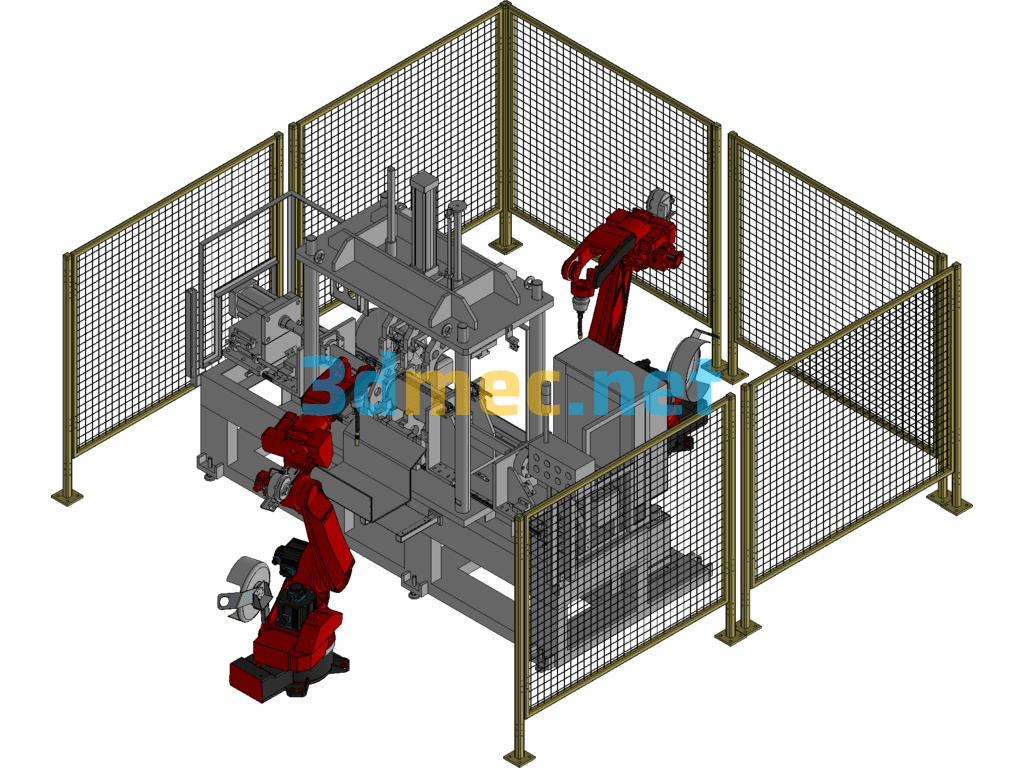 Design Of Dual Robotic Welding Workstation For Drum Coiling And Rounding Exported 3D Model Free Download