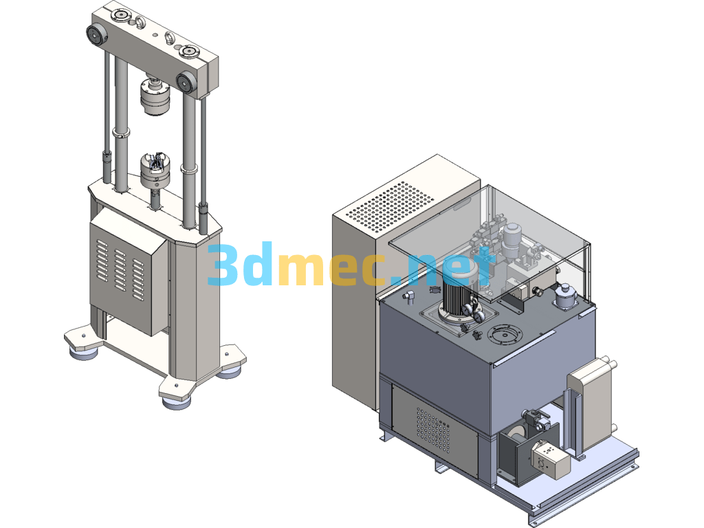 Microcomputer Control Based Electro-Hydraulic Servo Fatigue Testing Machine SolidWorks 3D Model Free Download