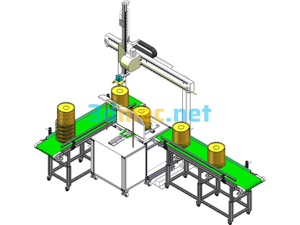 Plastic Drum Handle Automatic Installation Stacking Line SolidWorks 3D Model Free Download