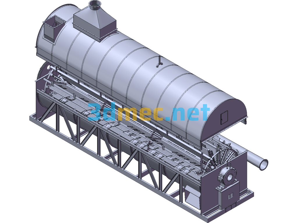 Complete 3D View Of Large Rotor Dryer SolidWorks 3D Model Free Download