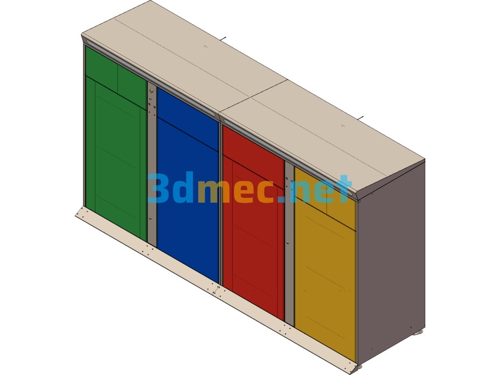 Practical Waste Separation And Recycling Cabinet SolidWorks 3D Model Free Download