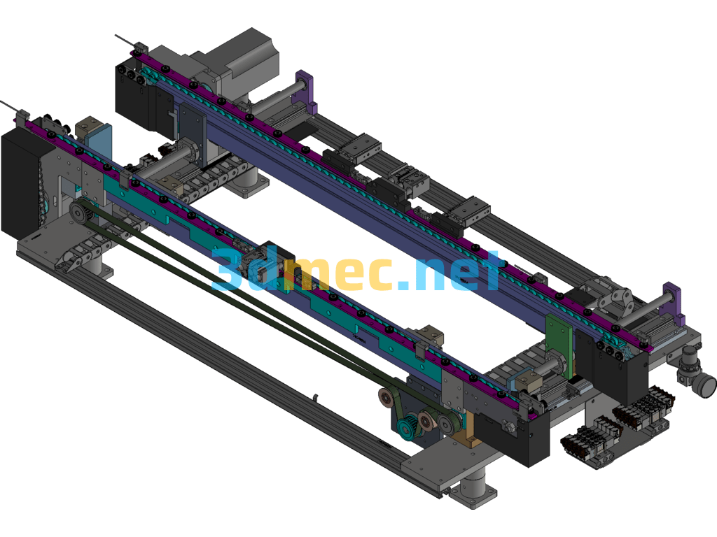 Width-Adjustable Speed Chain Conveyor Line Exported 3D Model Free Download