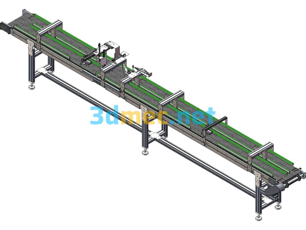 Small Mesh Belt Conveyor Line Diverter SolidWorks 3D Model Free Download