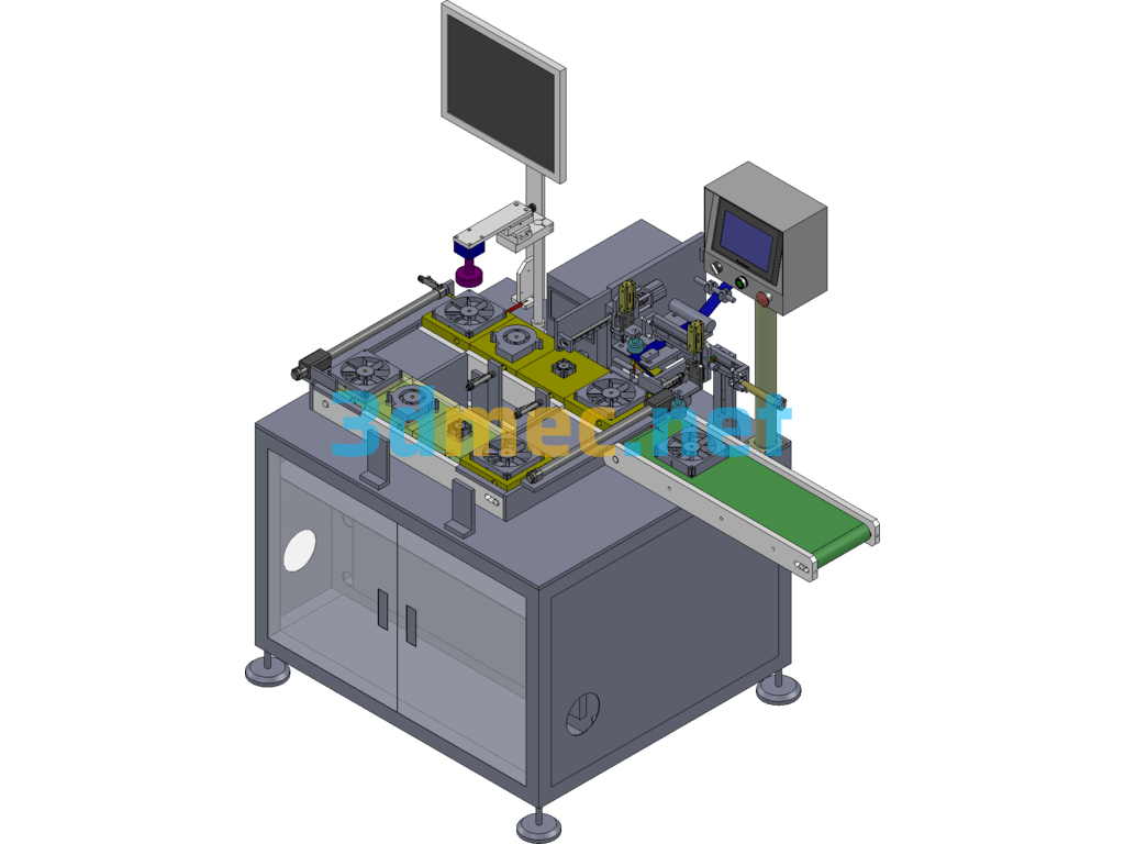 Industrial Small Fan CCD Inspection Labeling Machine SolidWorks 3D Model Free Download