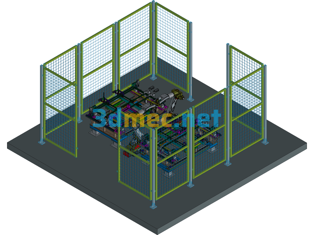 Robotic Automated Welding Workstation Design For Industrial Guardrails Exported 3D Model Free Download