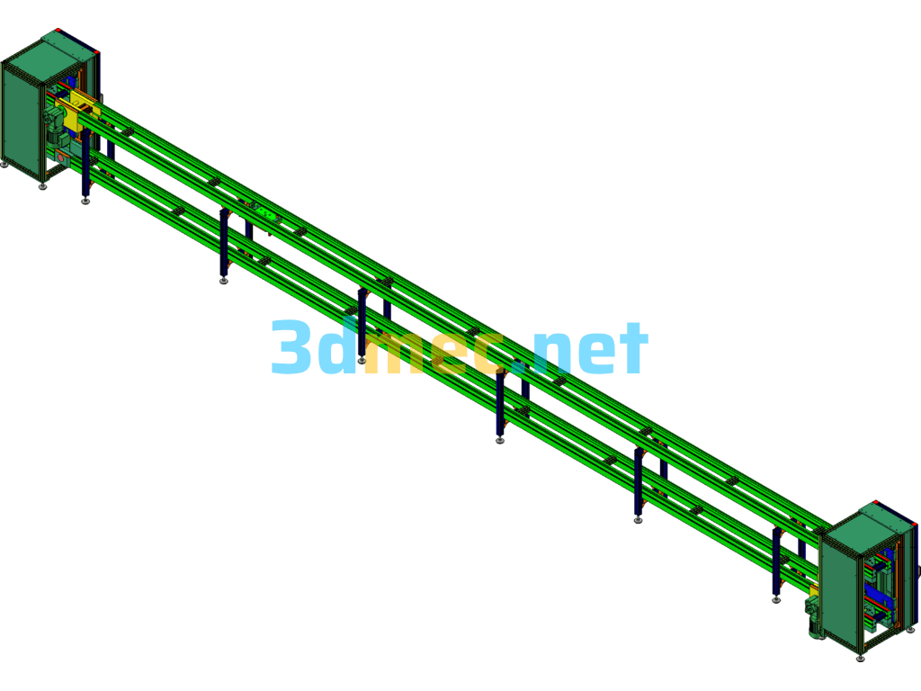 Double-Double Speed Chain Line With Elevator SolidWorks 3D Model Free Download