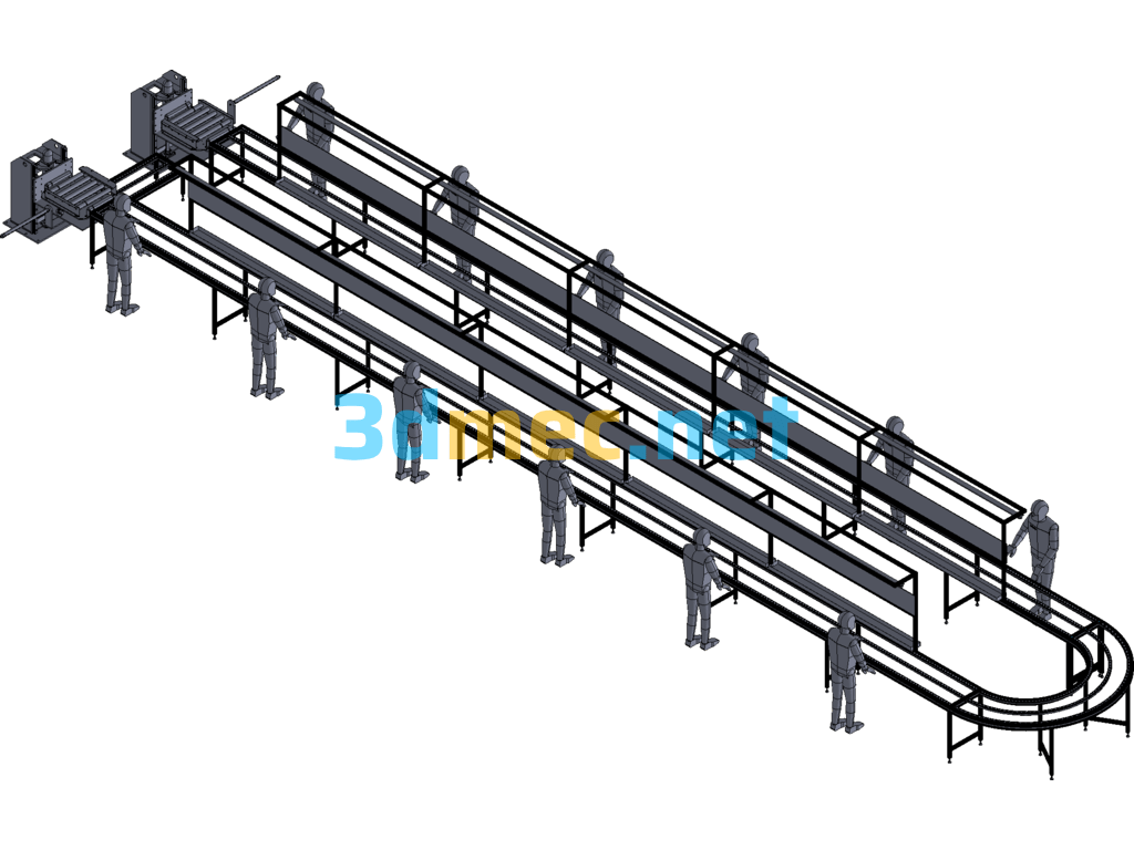 Circular Fluid Strip Assembly Line Exported 3D Model Free Download