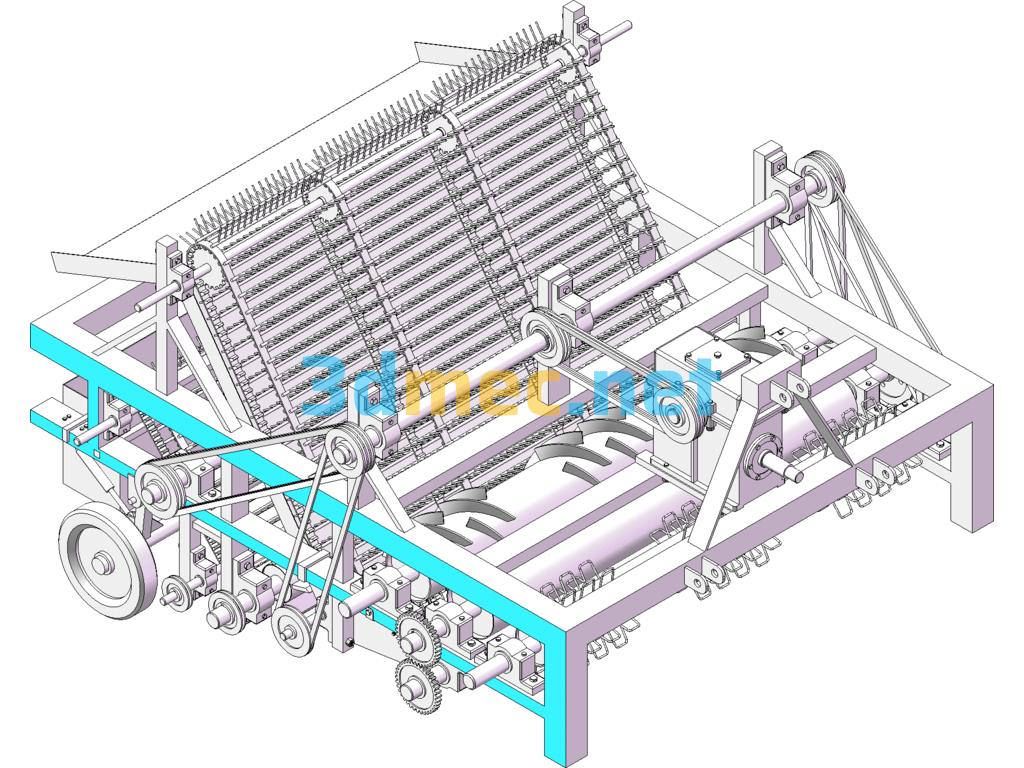 Design And Simulation Of Combined Operation Machine For Cotton Stem Plucking And Crushing Residual Film Recovery (3D+CAD+Instruction Manual) SolidWorks 3D Model Free Download