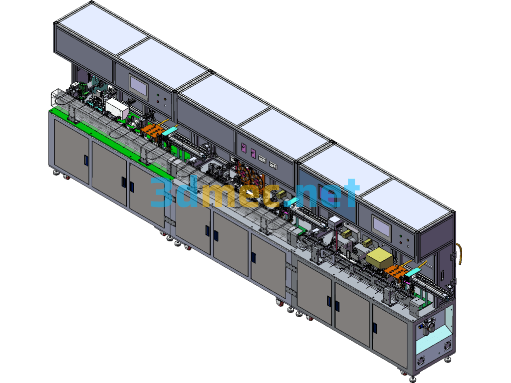 Data Cable Front-End Processing Automatic Machine (Feeding Cable Stripping Braiding Copper Foil Aluminum Foil To Remove Cotton Wire) SolidWorks 3D Model Free Download