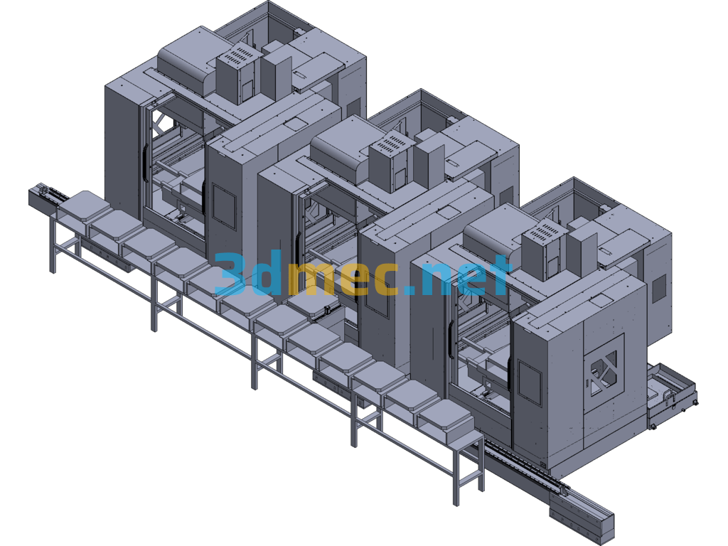 CNC Machine Tool Loading And Unloading Production Line Exported 3D Model Free Download