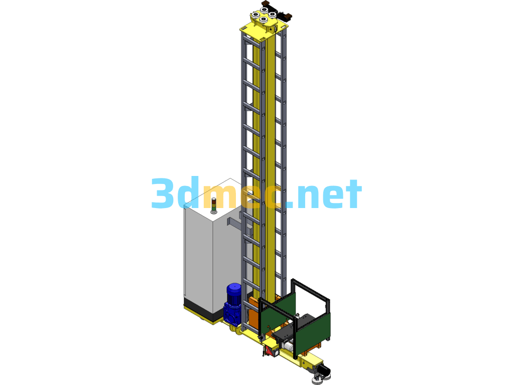 Bin Warehouse + Stacker Cranes SolidWorks 3D Model Free Download