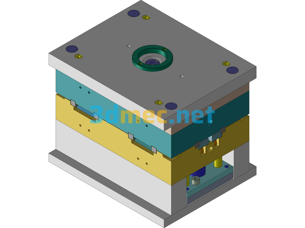 3D+CAD Drawing Of Injection Mold For Square Electrical Box UG(NX) 3D Model Free Download