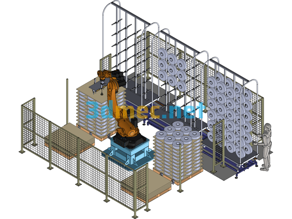 Robotic Automatic Cylinder Loading Workstation SolidWorks 3D Model Free Download