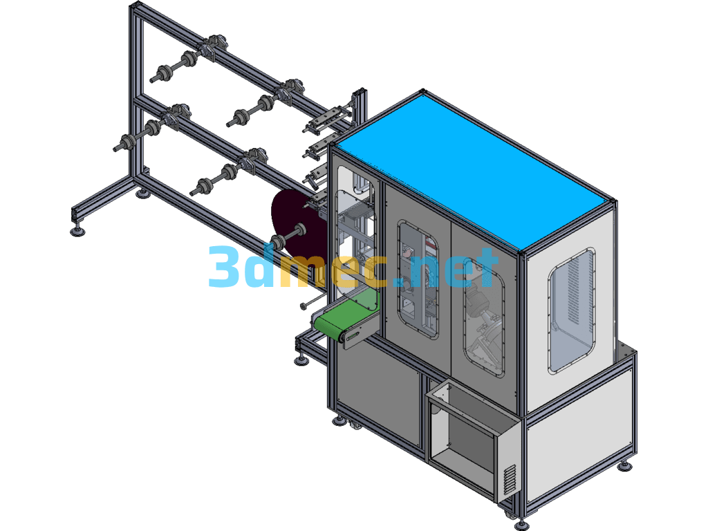 Cup Mask Machine Front Section, Three-Dimensional Mask Manufacturing Machine (Improved Version) SolidWorks 3D Model Free Download