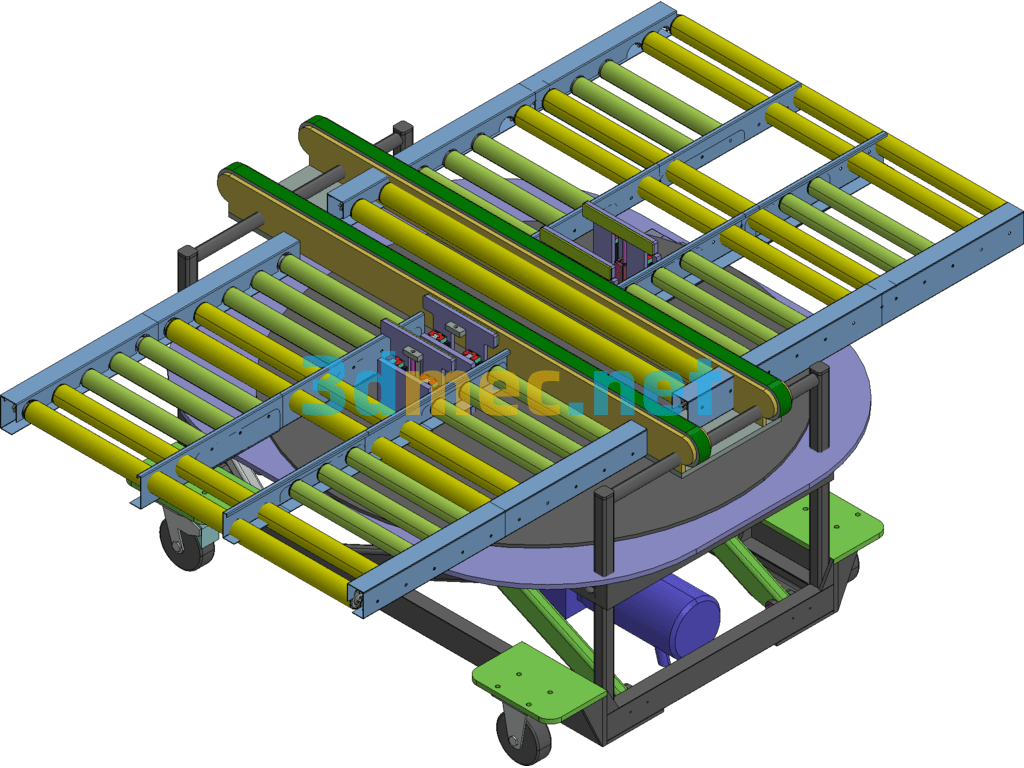 Flexible Turnaround Conveyor Line Design (Liftable + Rotating + Shaping + Roller + Belt Line) Exported 3D Model Free Download